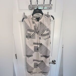 Sleeveless Geometric Shirt Dress🖤🩶
